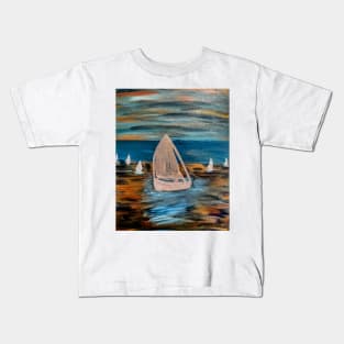 silver Fleet on the ocean Kids T-Shirt